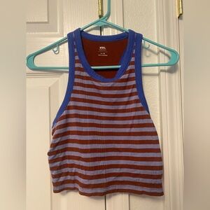 Madewell Cropped Striped Tank Top in Blue and Brown Size XL